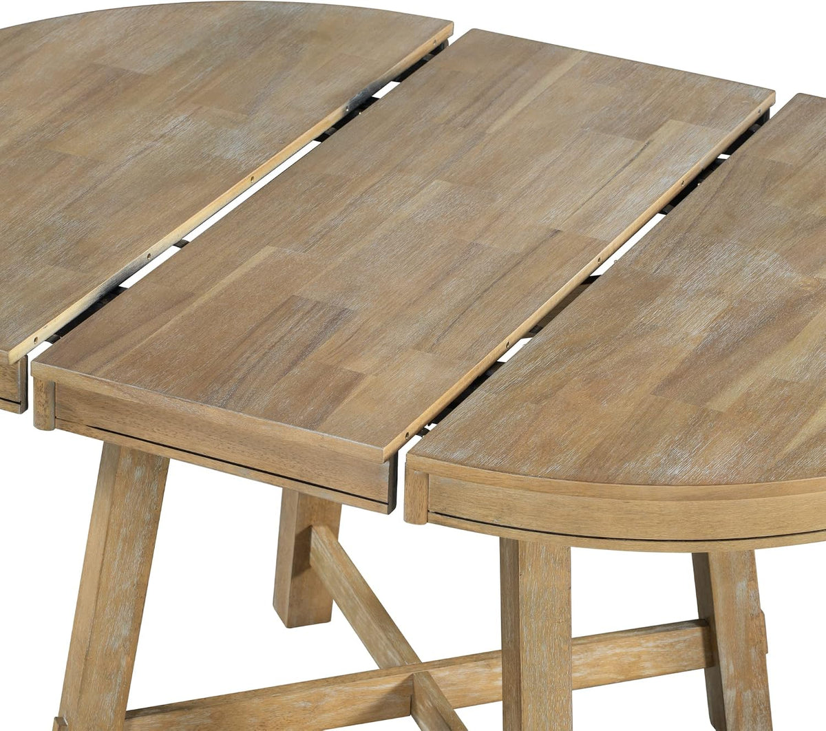 Knocbel Farmhouse 4-Person Extendable Dining Table Set, 5-Piece Dinette Set with Upholstered Nailhead Trim Chairs, Kitchen Dining Room Small Space Furniture Set, Standard Height (Natural Wood Wash)