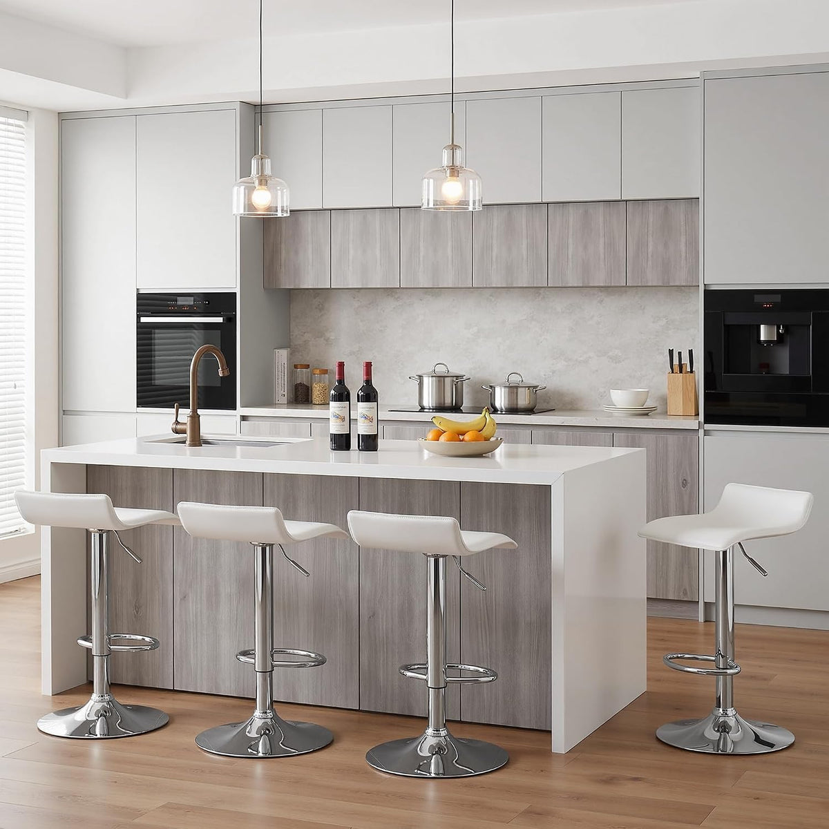 vecelo bar stools set of 4, armless adjustable, front angle view