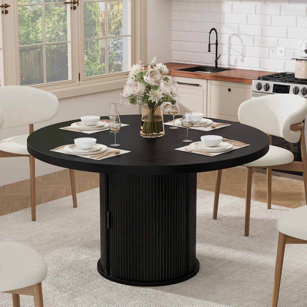 IDEALHOUSE 47" Round Dining Table for 4-6, Modern Farmhouse Kitchen Table