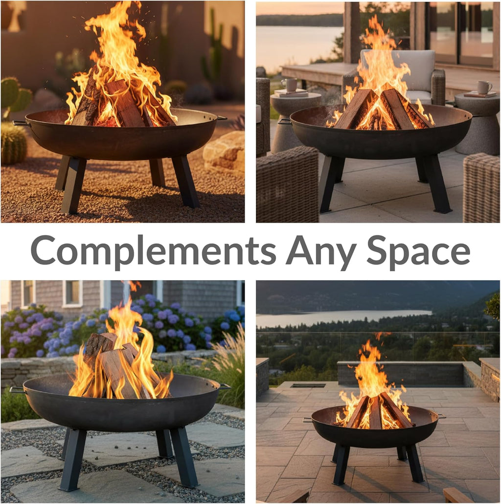 Sunnydaze Cast Iron Heavy Duty Large Fire Pit for Outside Wood Burning, 34"