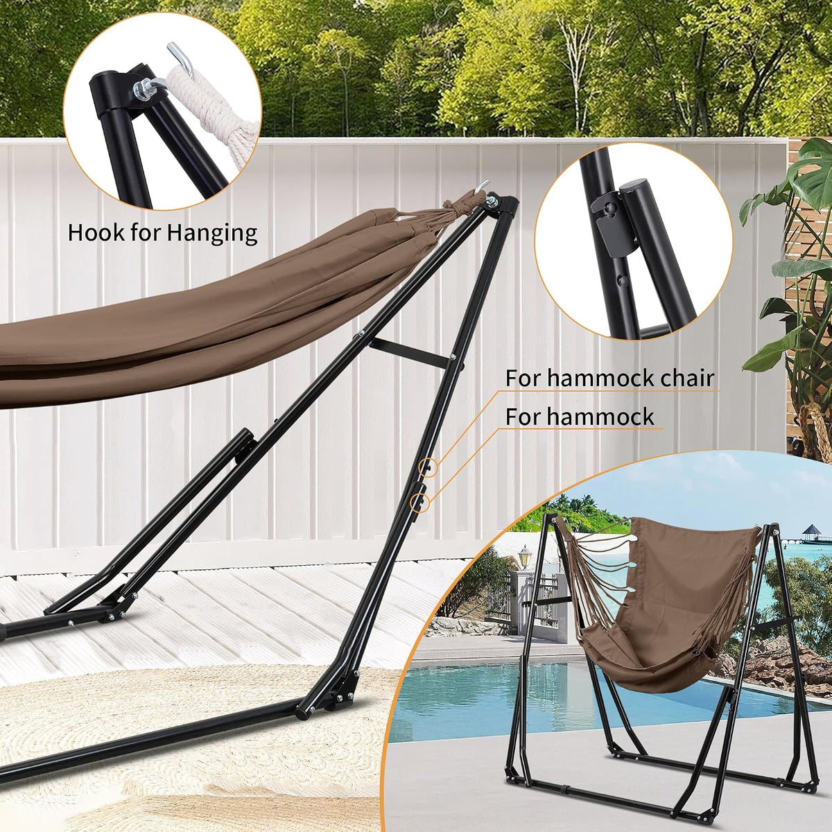 ainfox hammock with foldable stand, 2 in 1, side view