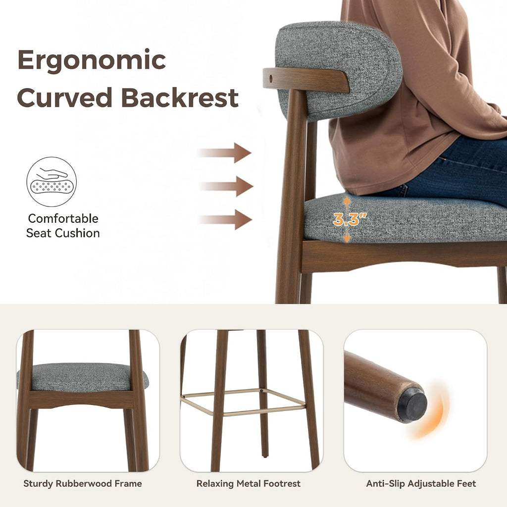 Counter Height Bar Stools, Solid Wood Barstools,30.5" Set of 2