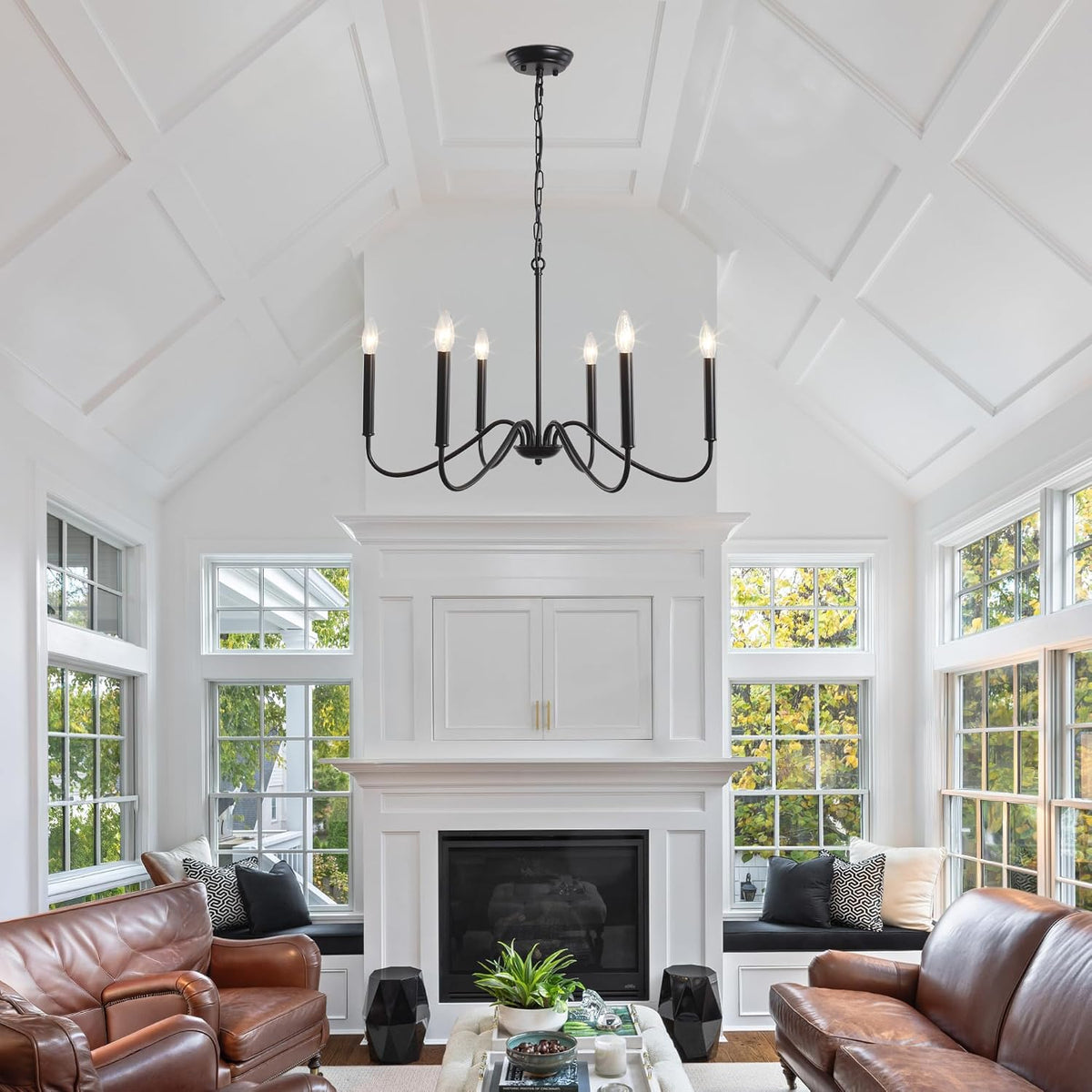 Black Chandelier- Modern Farmhouse Chandelier Dining Room Light Fixture