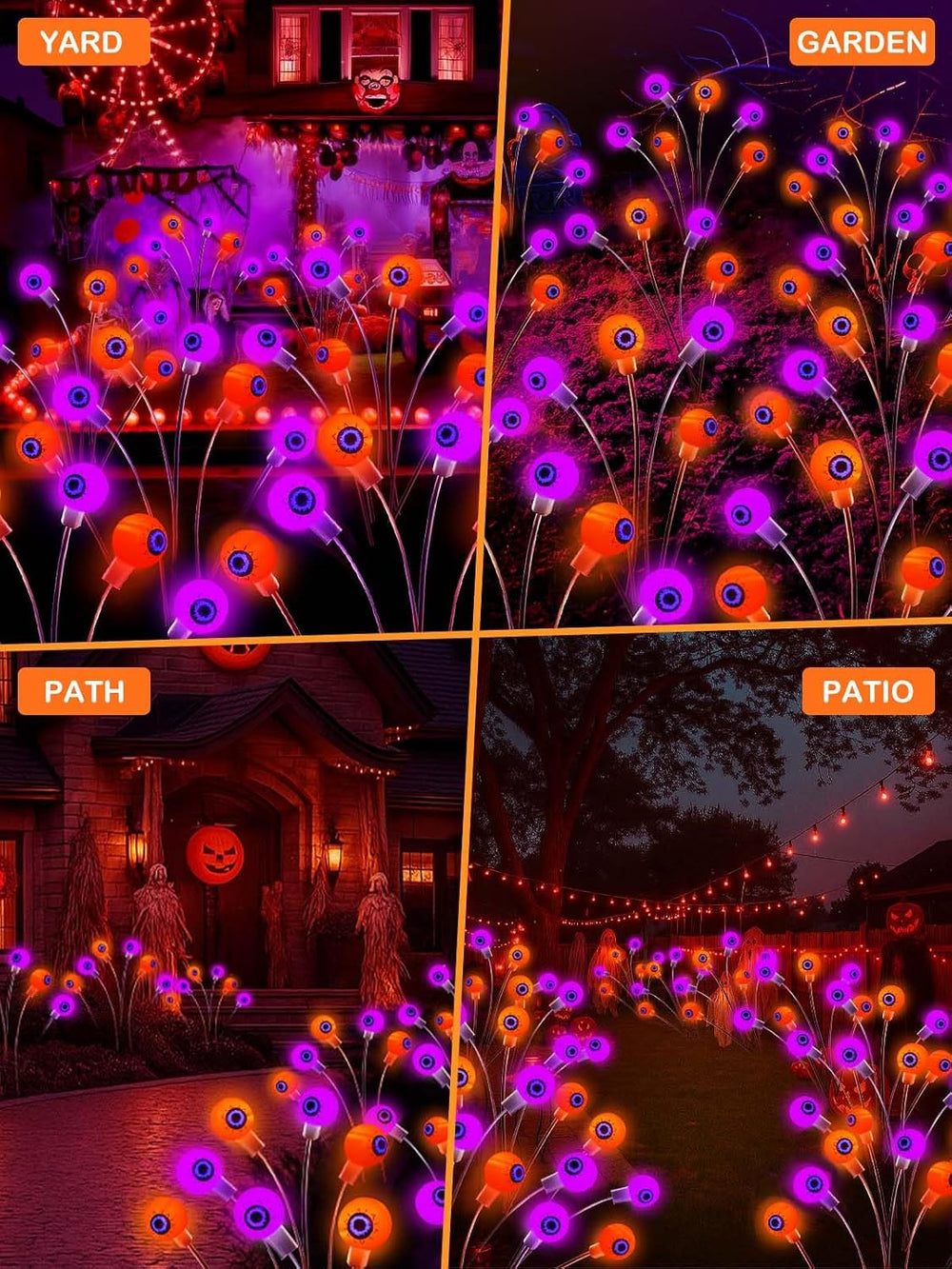 6 Pack Solar Halloween Decorations Outdoor 36 LED Solar Eyeball Lights