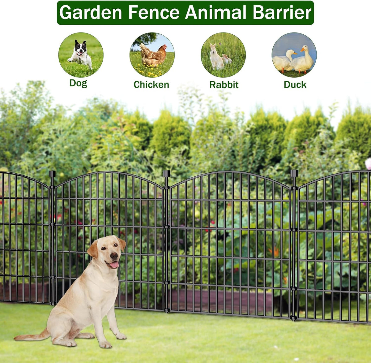15 panel no dig decorative garden fence 32", side view