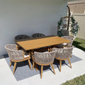 PURPLE LEAF Outdoor Dining Set for 6 Aluminum Table Set w/Cushions, Teak
