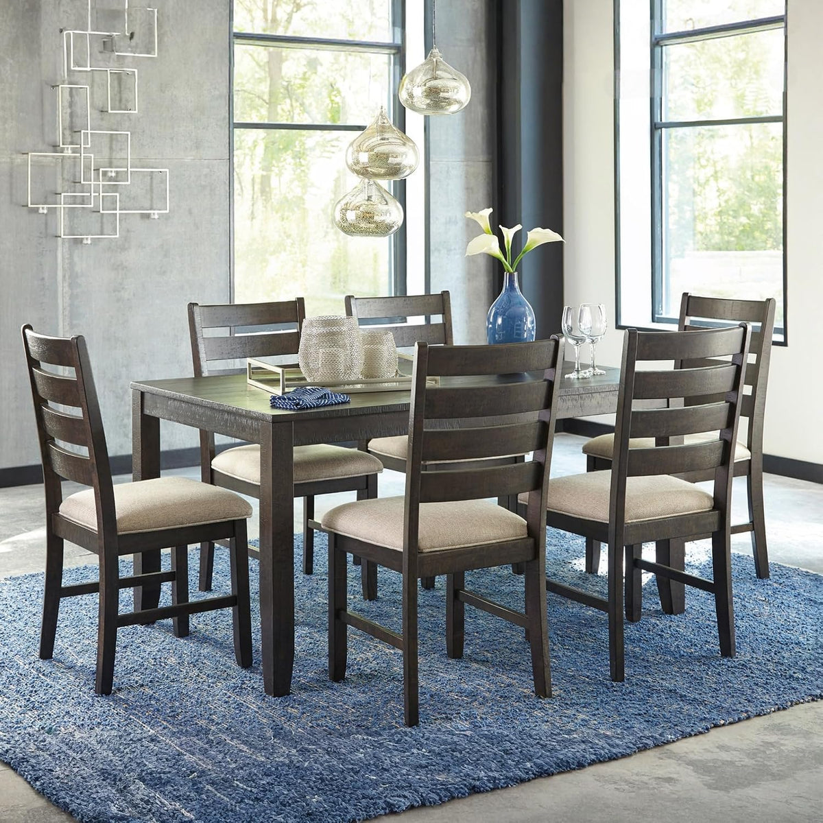 Signature Design by Ashley Rokane 7-Piece Dining Table Set for 6, Brown
