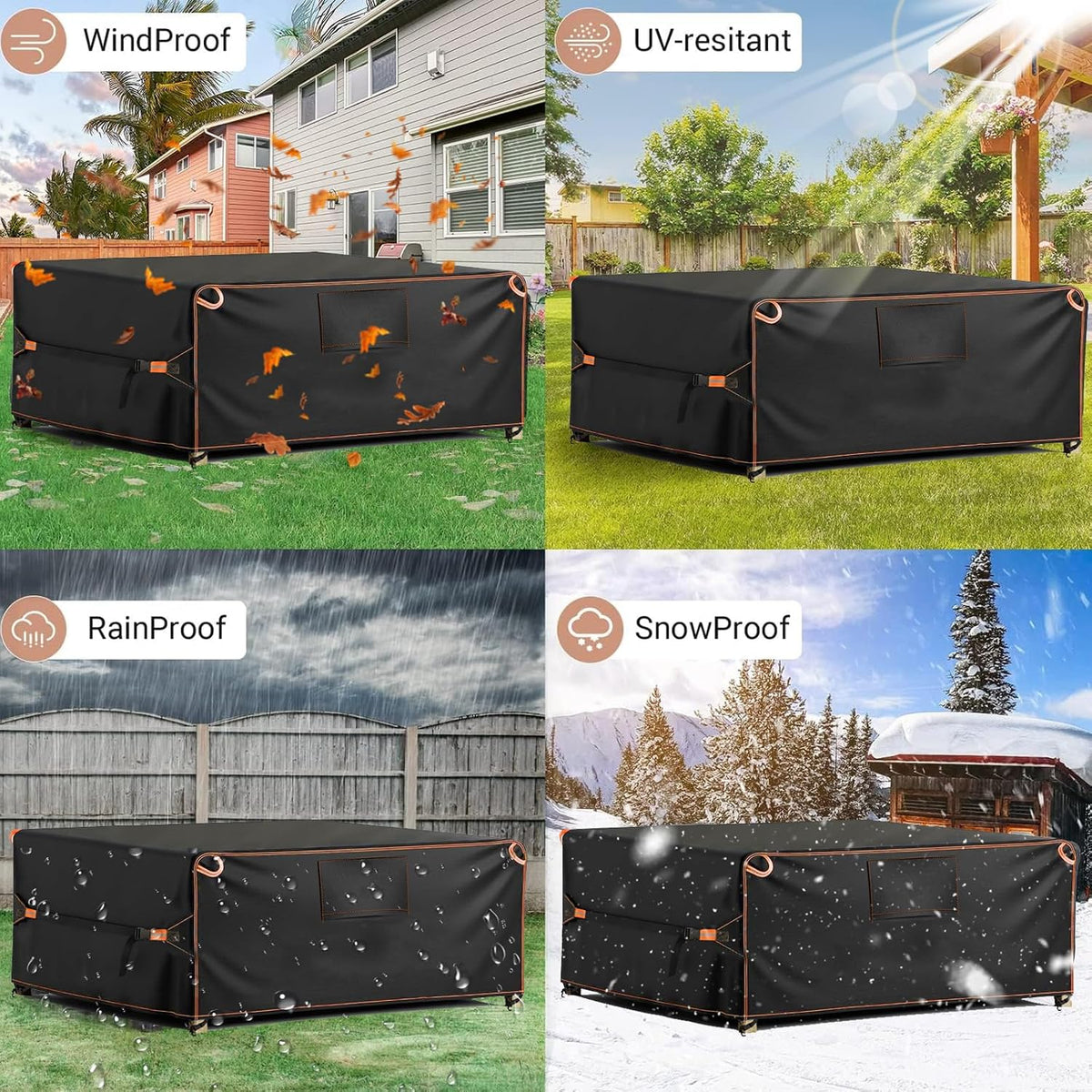 Outdoor Sofa Covers Waterproof, Rectangular Patio Table Chair Sofa Set Cover, Outdoor Sectional Sofa Covers with Upgraded Fastener Windproof Buckles 111" L×74" W×28" H