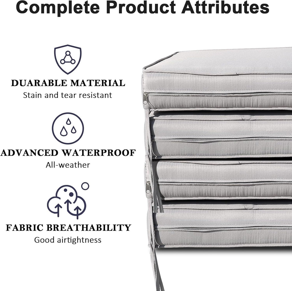 Outdoor Cushion Covers 4 Pack Waterproof&Fade Resistant Zipper Patio Furniture Cushion Covers for Couch,Sofa,Chair (Replacement Covers Only) (22×22×3, Light Gray)