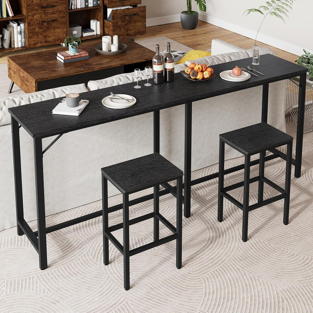 yatiney 70.9" bar table and chairs set, dining shown in use