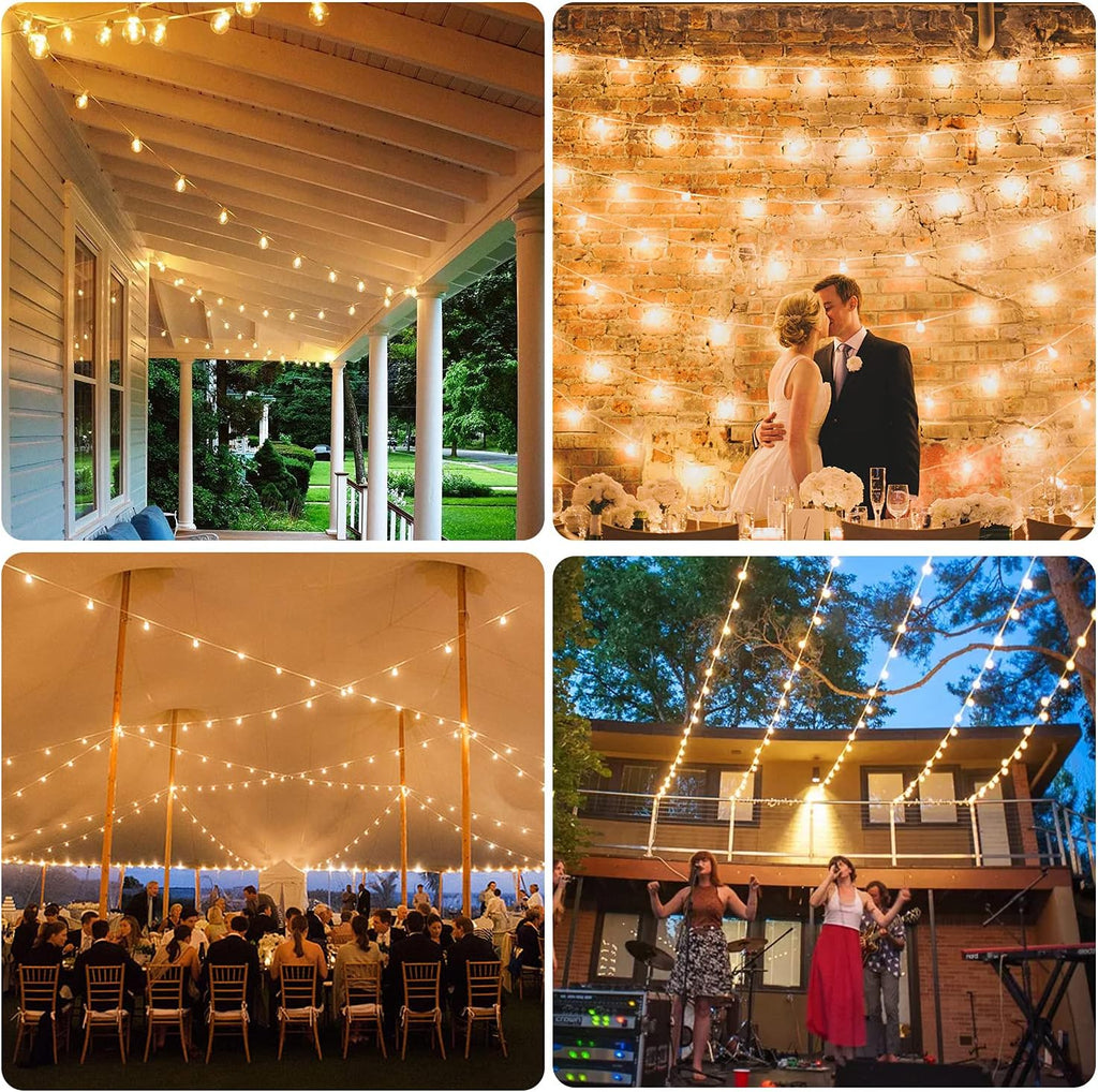 50FT LED G40 Globe String Lights White with 50+2 Dimmable Edison Bulbs