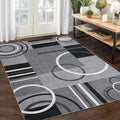 RUGSREAL Washable Rug 5x7 Abstract Circles Area Rugs Non Slip Floor Carpet