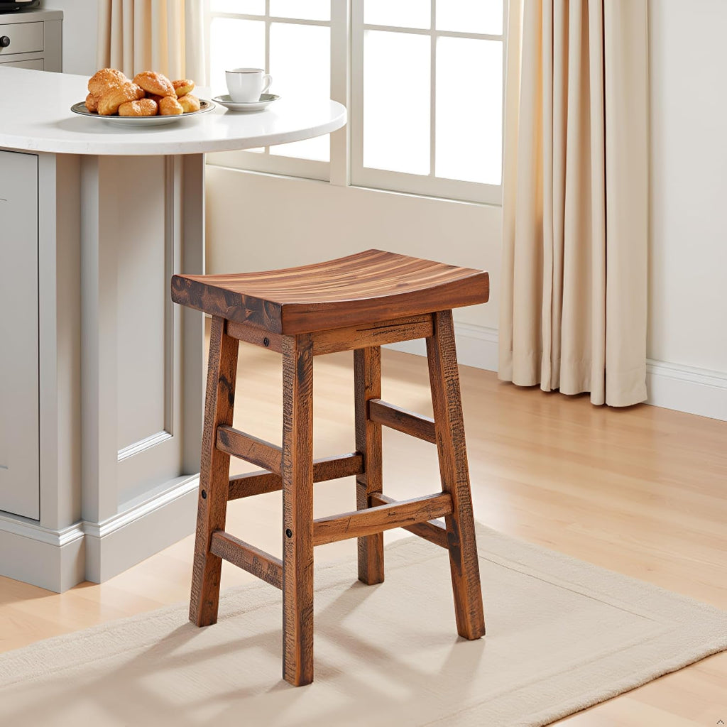 Alaterre Durango Solid Wood Rustic Bar Stool, Natural, 26-Inch