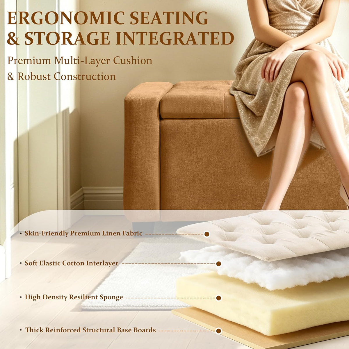 Royal Windsor Ottoman with Storage,Tufted Storage Bench for Bedroom