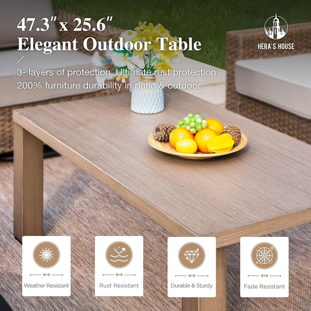 HERA'S HOUSE 6-Piece Patio Furniture Set with Wide Arm, Grey
