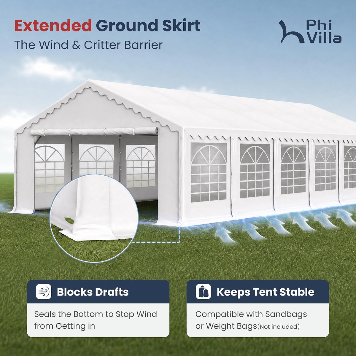 PHI VILLA Party Tent 20x40ft, Heavy Duty Wedding Events Tents for Parties