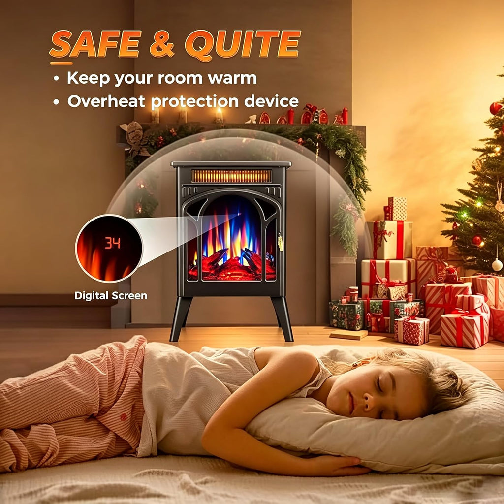 Electactic 1500W Infrared Electric Fireplace Stove 20.5" H w/ 2 Heat Modes