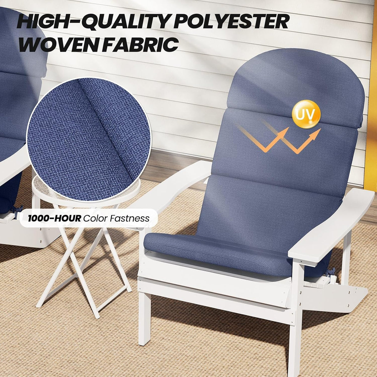 50x19.6 In Adirondack Chair Cushion Set of 2, Outdoor Chair Cushion