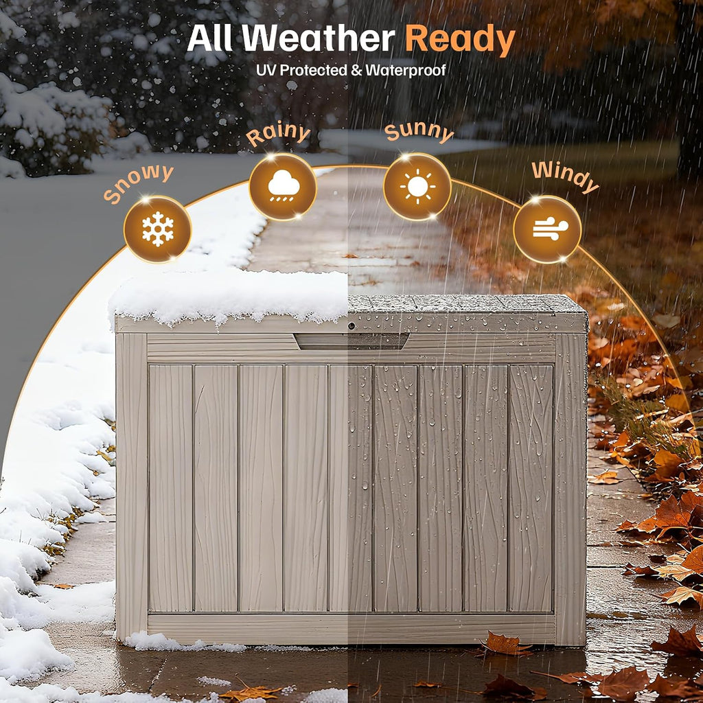 Mars Villa Deck Box, Outdoor Storage Box Waterproof, 45 Gallon, Grey