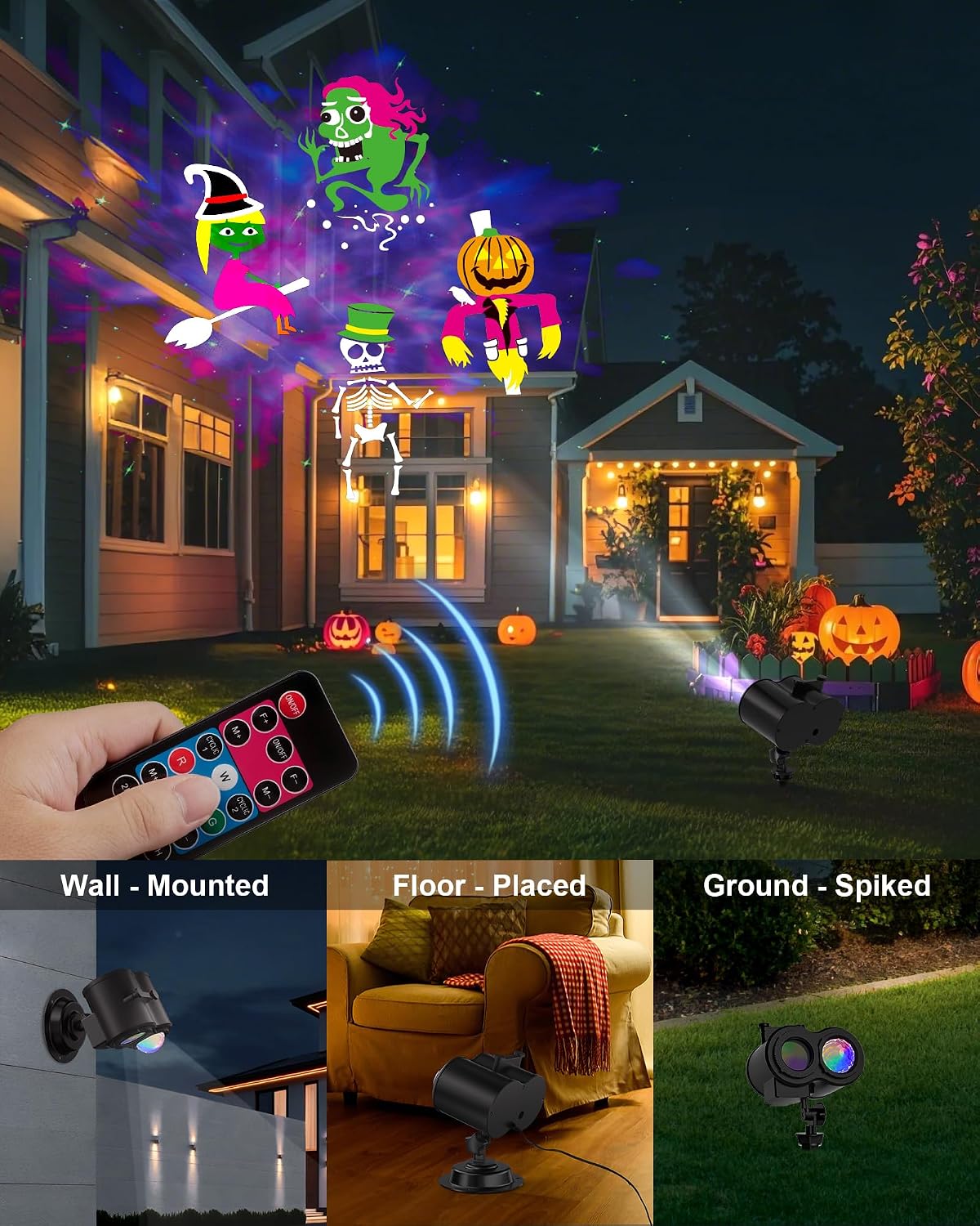 COOLWUFAN 2-in-1 Halloween Christmas Projector Lights Outdoor 20 Slides