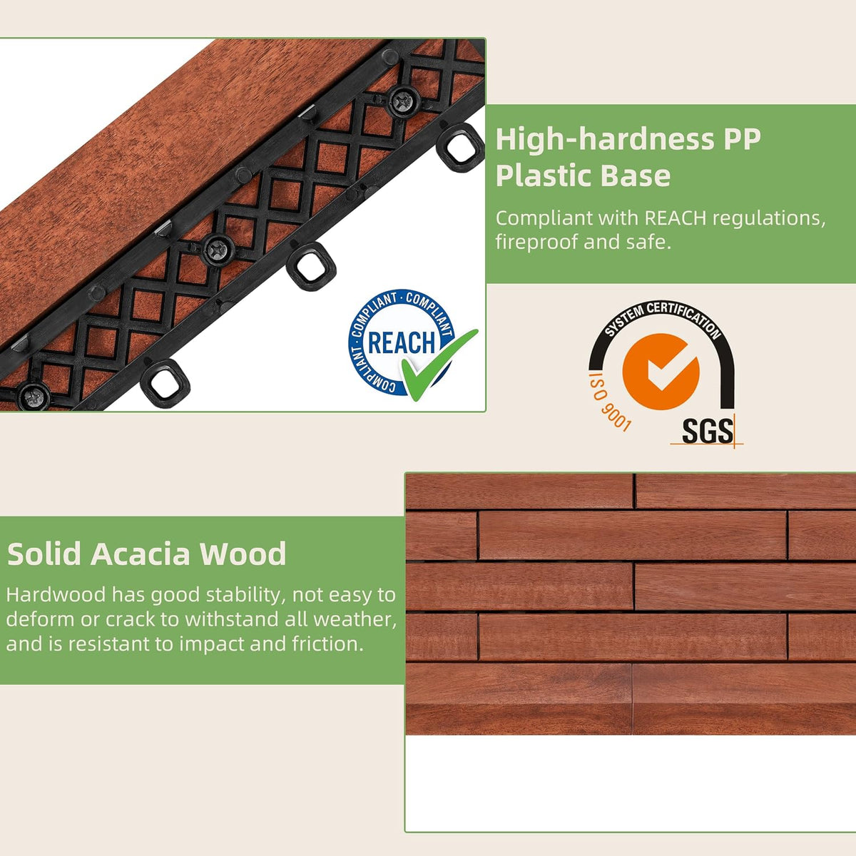 primezone solid acacia wood edge trim set for showing dimensions