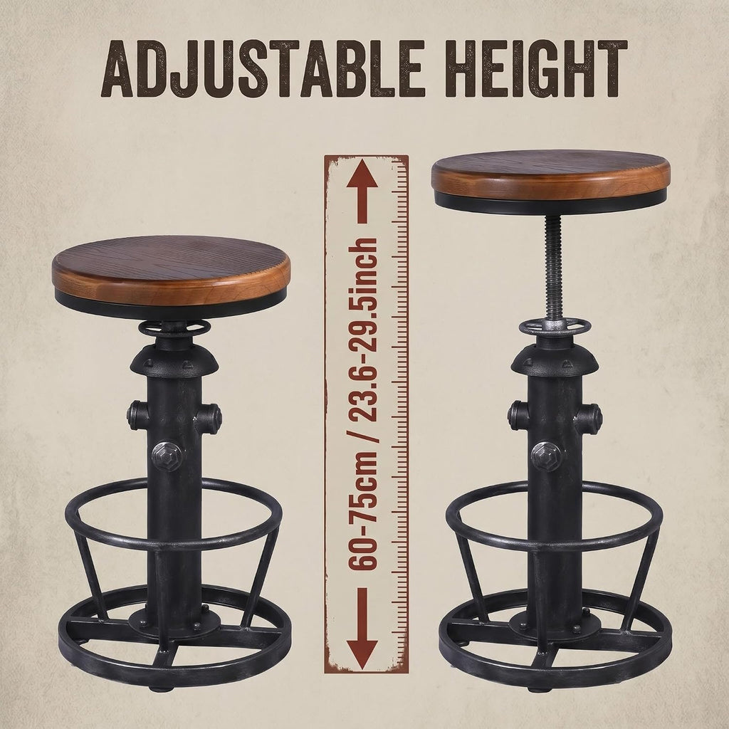 Topower 3 Piece Pub Bar Set Retro Round Bar Table and Stools for 2 Height Adjustable Pub Desk and Stools Match Bar Height and Counter Barstool Silver(1 Table + 2 Chairs)