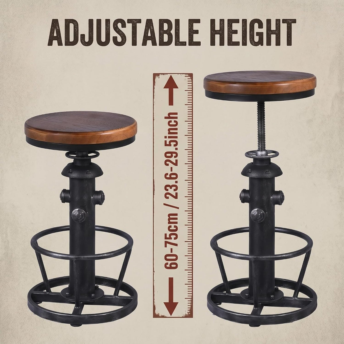 Topower 3 Piece Pub Bar Set Retro Round Bar Table and Stools for 2 Height Adjustable Pub Desk and Stools Match Bar Height and Counter Barstool Silver(1 Table + 2 Chairs)