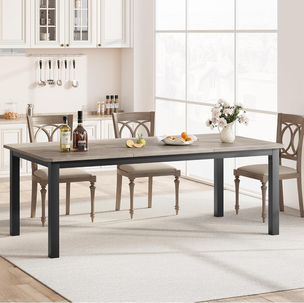 Garvee 78.7" Dining Table for 8-10 People, Grey Kitchen Tables (Only Table)