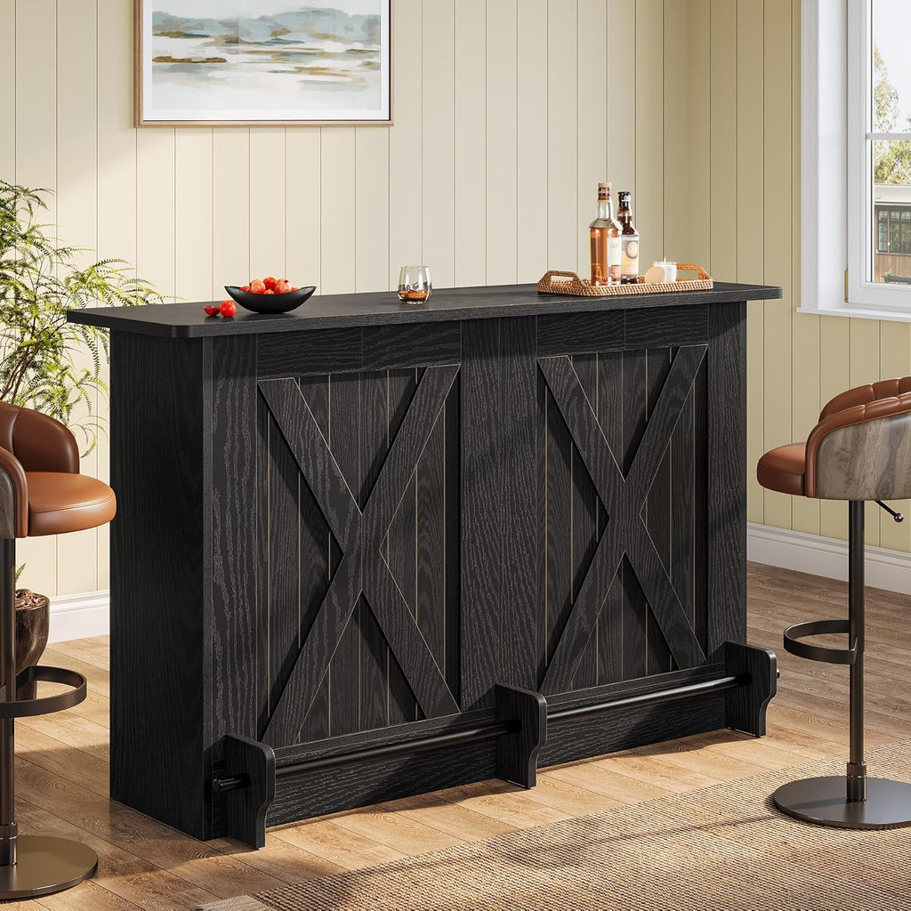 Tribesigns 63'' Bar Table, 2-Tier Bar Cabinet Pub Table with Footrest