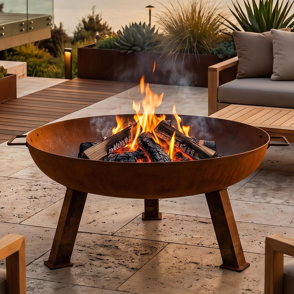 Sunnydaze Cast Iron Heavy Duty Small Fire Pit for Outside Wood Burning, 24"