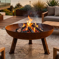 Sunnydaze Cast Iron Heavy Duty Small Fire Pit for Outside Wood Burning, 24"