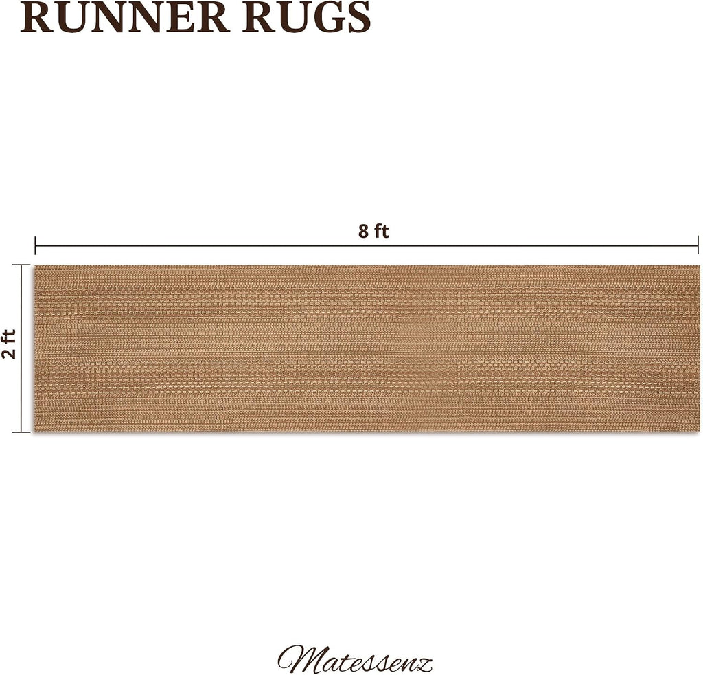 MatEssen 2x8 Extra Long Runner Rug, Modern Woven Distressed Floor Carpet, Low-Pile Machine Washable Area Rug for Long Hallway & Gallery