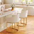 Modern Counter Height Bar Stools Set of 2 with Arms,White Leather