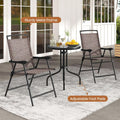 Tangkula 3 Piece Bistro Set Outdoor, Bistro Folding Chairs and Table Set, Rippled Tempered Glass Round Tabletop with Umbrella Hole, Small Patio Furniture Dining Set for Porch Balcony Garden Yard
