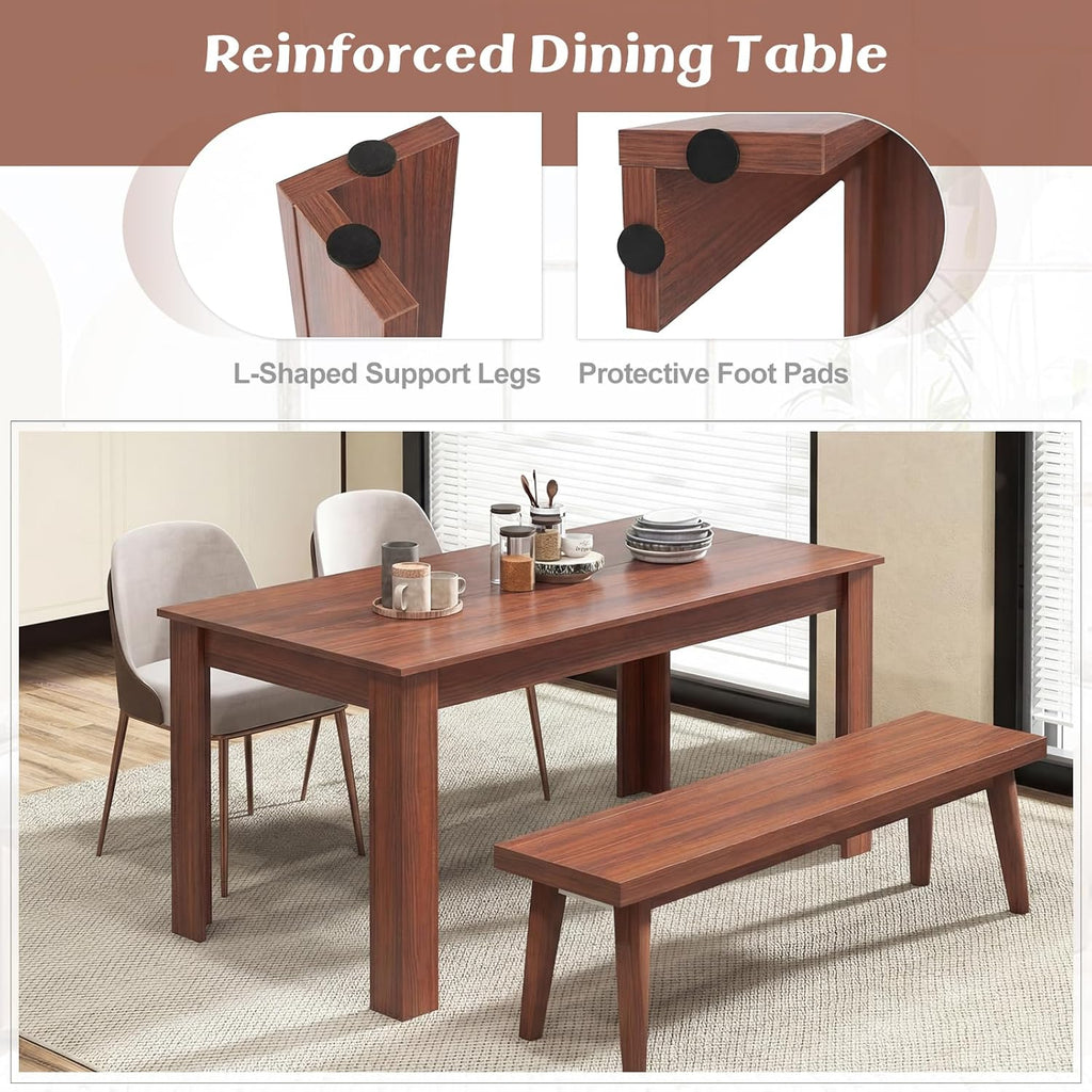 GIANTEX Dining Table for 4-6, 63" Large Rectangular Kitchen Table, Walnut