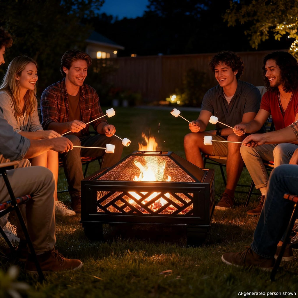 Breezz Wood-Burning Fire Pit with Grill, 26 in