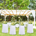 Bekith 4 Pack Round Spandex Stretch Cocktail Tablecloths with Natural Wavy, 32 x 43 Inch Cocktail Table Covers Round Table Skirt Fitted High Top Table Bar for Party Wedding Birthday Banquet (White)