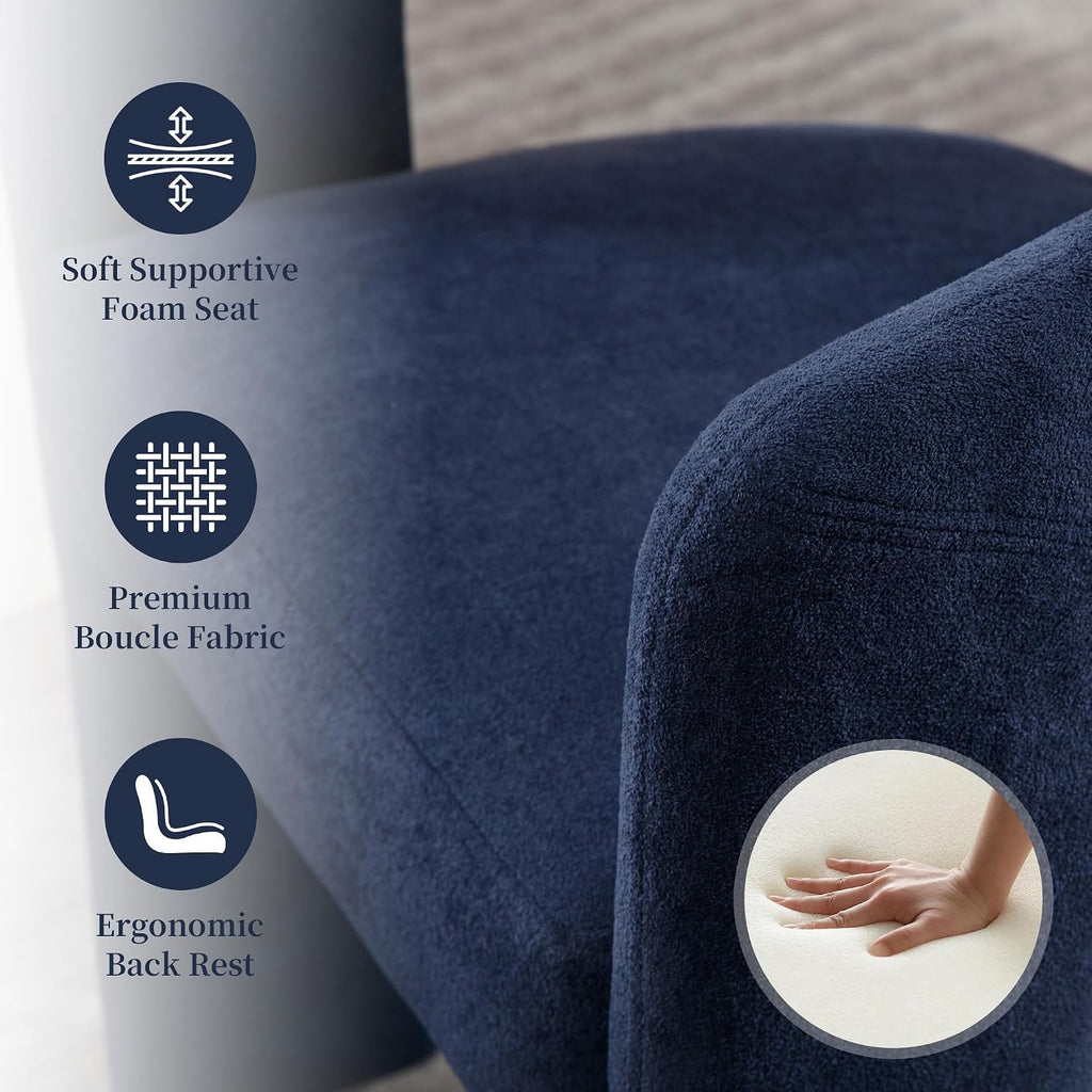 Tmsan Blue Modern Boucle Barrel Dining Chairs Set of 4