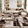 Modern Geometric 8x10 Area Rugs for Living Room, Coffee Brown Washable Rug