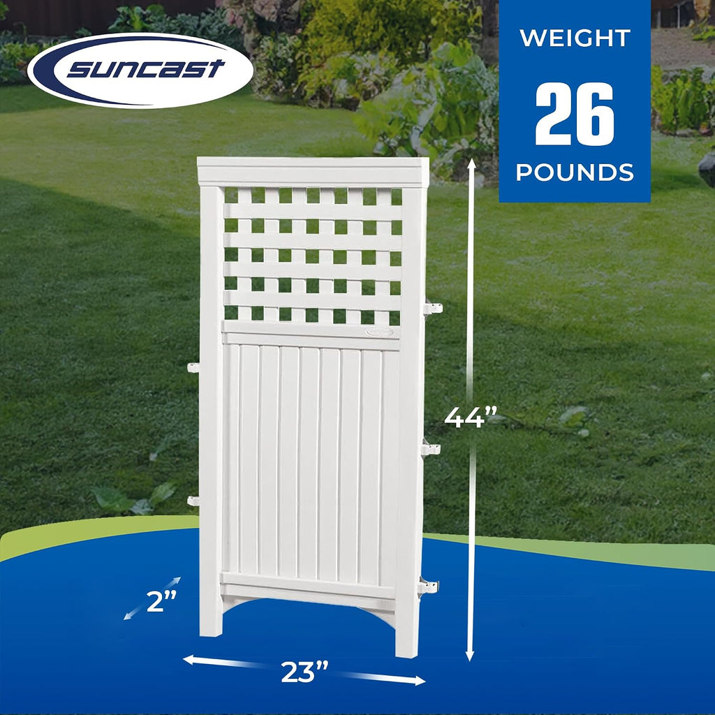 Suncast 4-Panel Outdoor Screen Enclosure - Freestanding Wicker Resin Reversible Panel Outdoor Screen - Perfect for Concealing Garbage Cans, Air Conditioners - White (4-Panels)