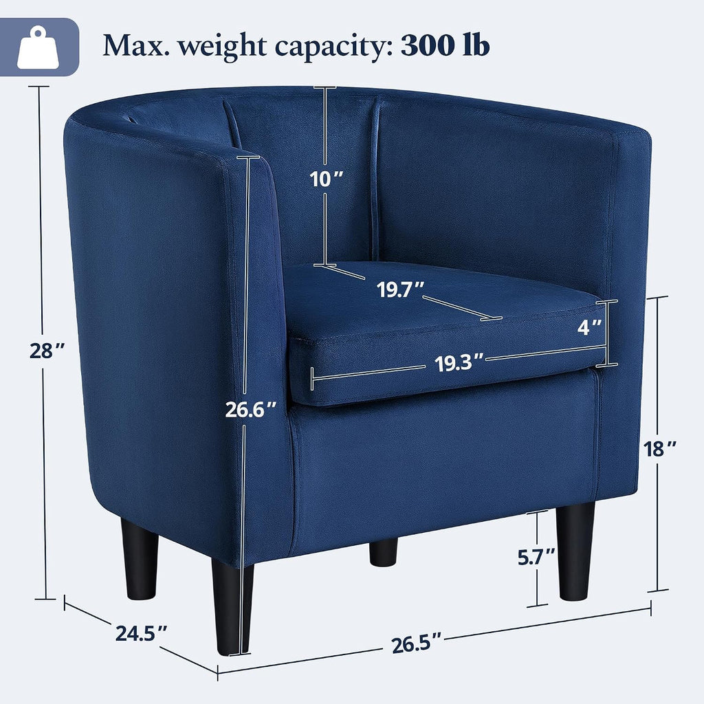 Yaheetech Barrel Accent Chair, Upholstered Modern Armchair, Blue