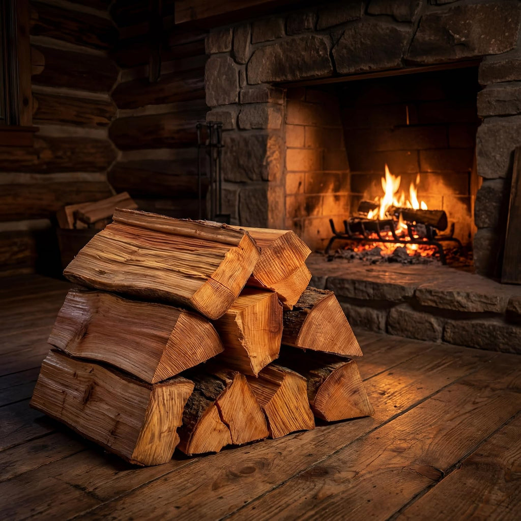 Double Tree Kiln Dried Cedar Firewood, 16 in Logs + Starter, 3.3 Cu Ft