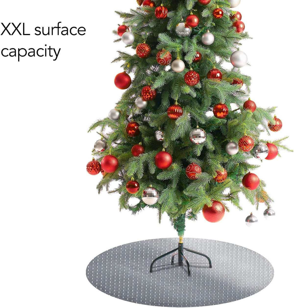 RESILIA Christmas Tree Mat - Heavy-Duty Floor Protector, Waterproof & Stain-Resistant Circular 36-Inch Mats, Silver, Diamond Plate