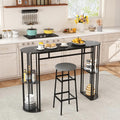 COSTWAY Bar Table, 60-Inch Long Pub Rectangular High Top Pub Table
