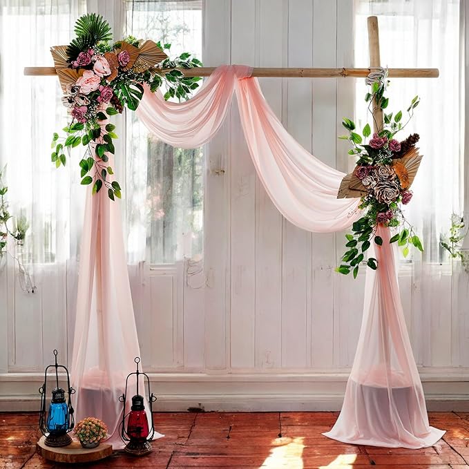 MDS Halloween Chiffon Draping Fabric - 2 Panel, 30" Wide x 50ft Long - Sheer Spooky Arbor & Canopy Drapery for Haunted House Backdrops, Party Ceilings, DIY Costumes & Themed Events - Dusty Rose (Pack of 2)
