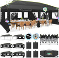 COBIZI 10x20 Pop Up Canopy with 6 Sidewalls One Push Setup, Black