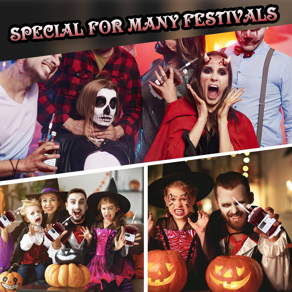 tchrules 54 Pcs Blood Bags for Drinks Halloween Party Decorations, Reusable B...