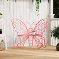 36 Inch Small Butterfly Bench, Cute Metal Outdoor Benches, Pink