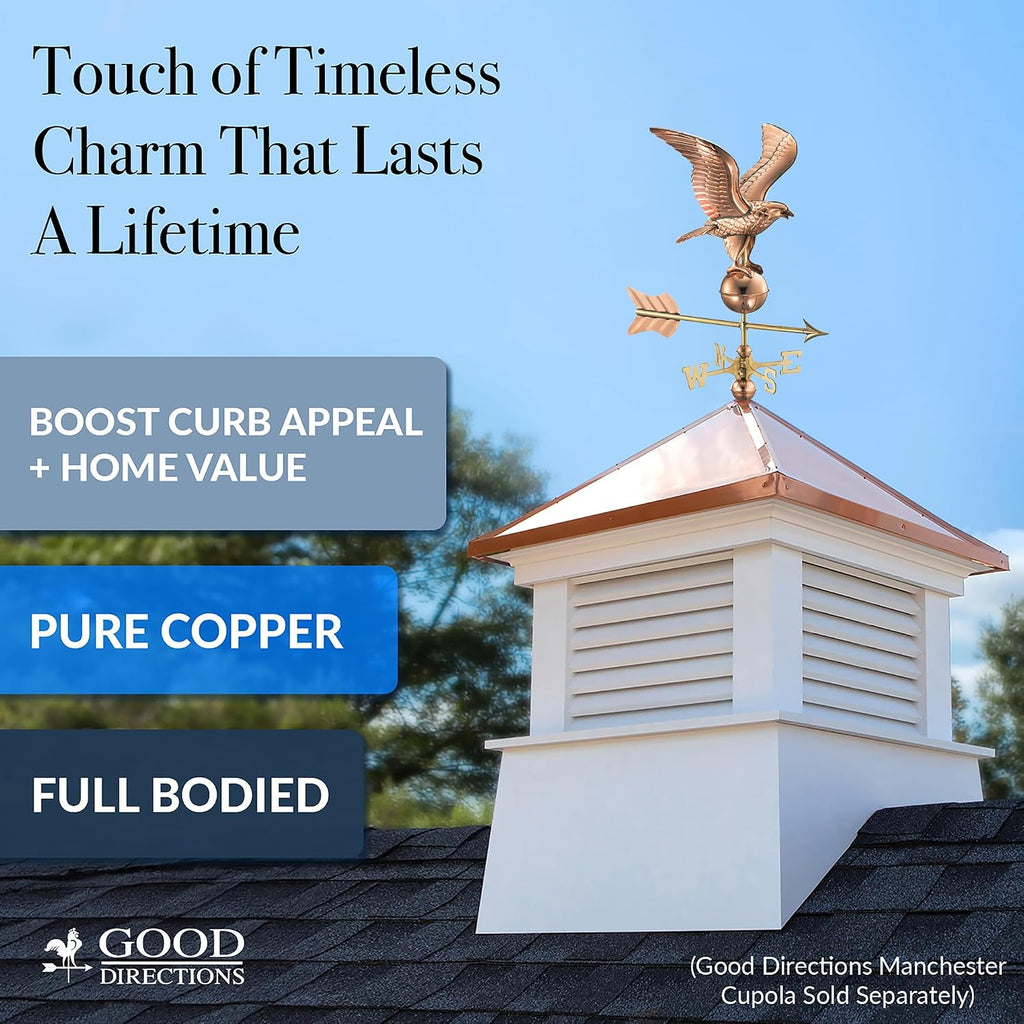 Good Directions 8815PR Eagle Cottage Weathervane, Polished Copper with Roof Mount, Medium