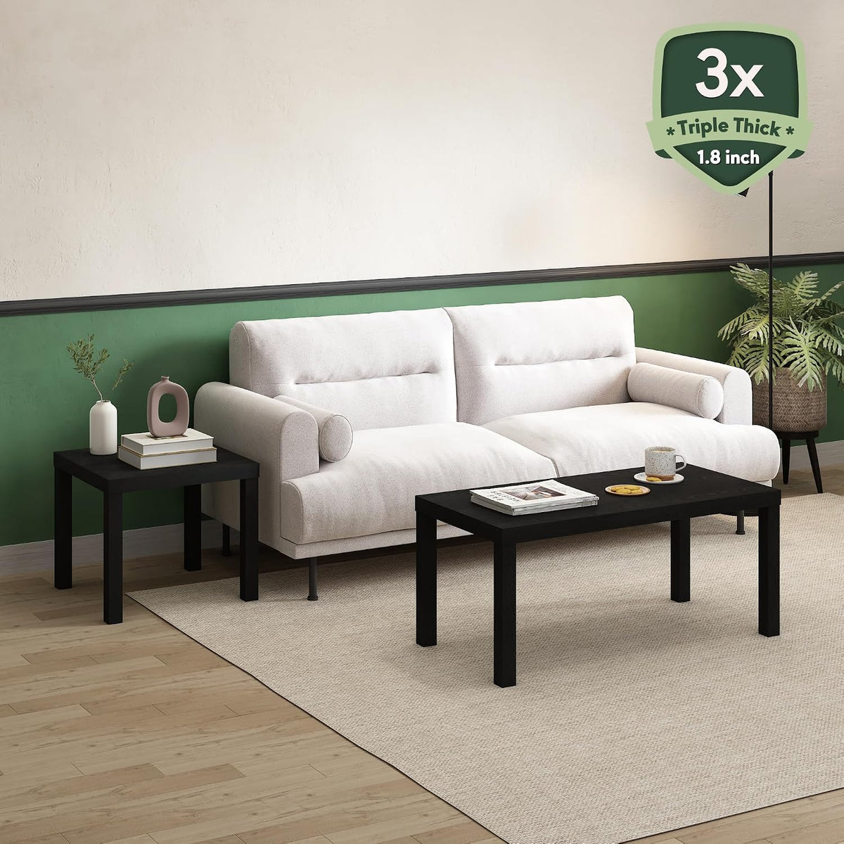 Furinno CLASSIC Coffee Table, Modern Rectangle Printer Stand, Black